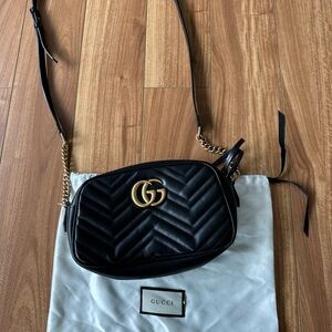 Gucci Black Crossbody Bag with Gold GG Logo